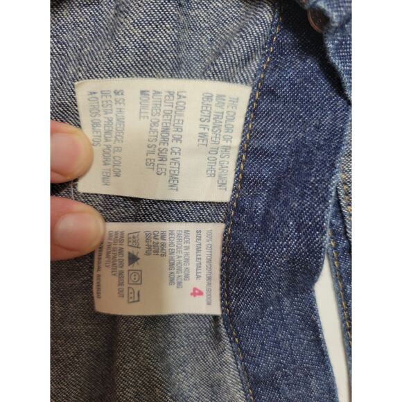 Tommy Hilfiger Women Petite Small 4 Dress Blue Jean Pocket Silver Button Up - Picture 7 of 12